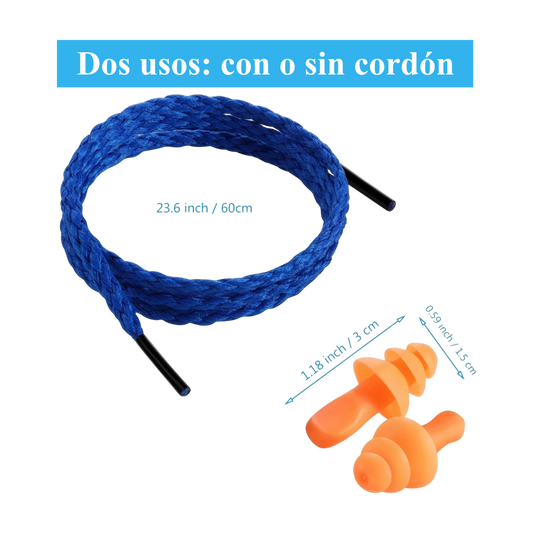 Auriculares tapones para oidos proteccion de ruido de tres barreras silicona